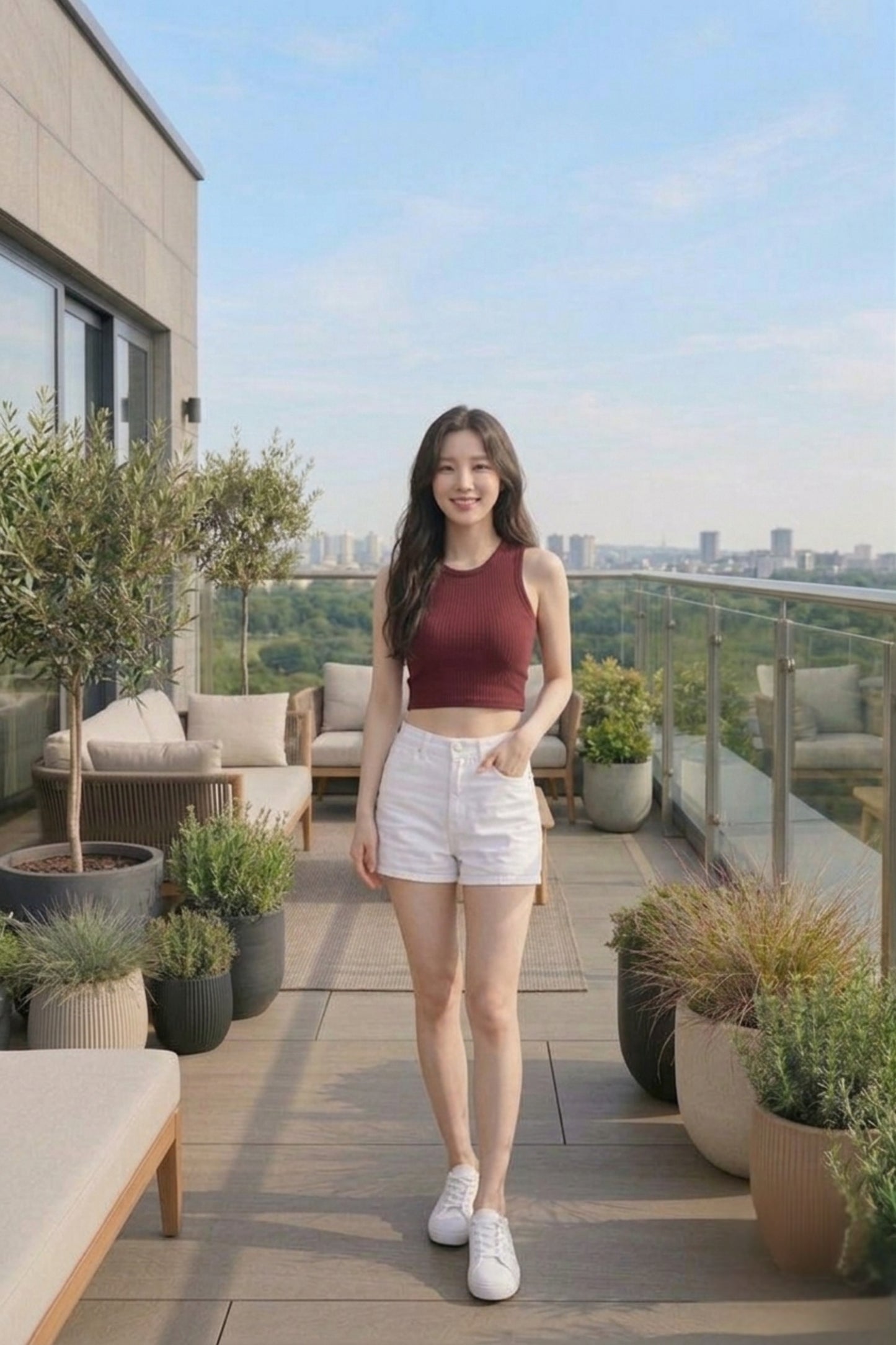 Deep Maroon Sleeveless Ribbed Crop Tank Top