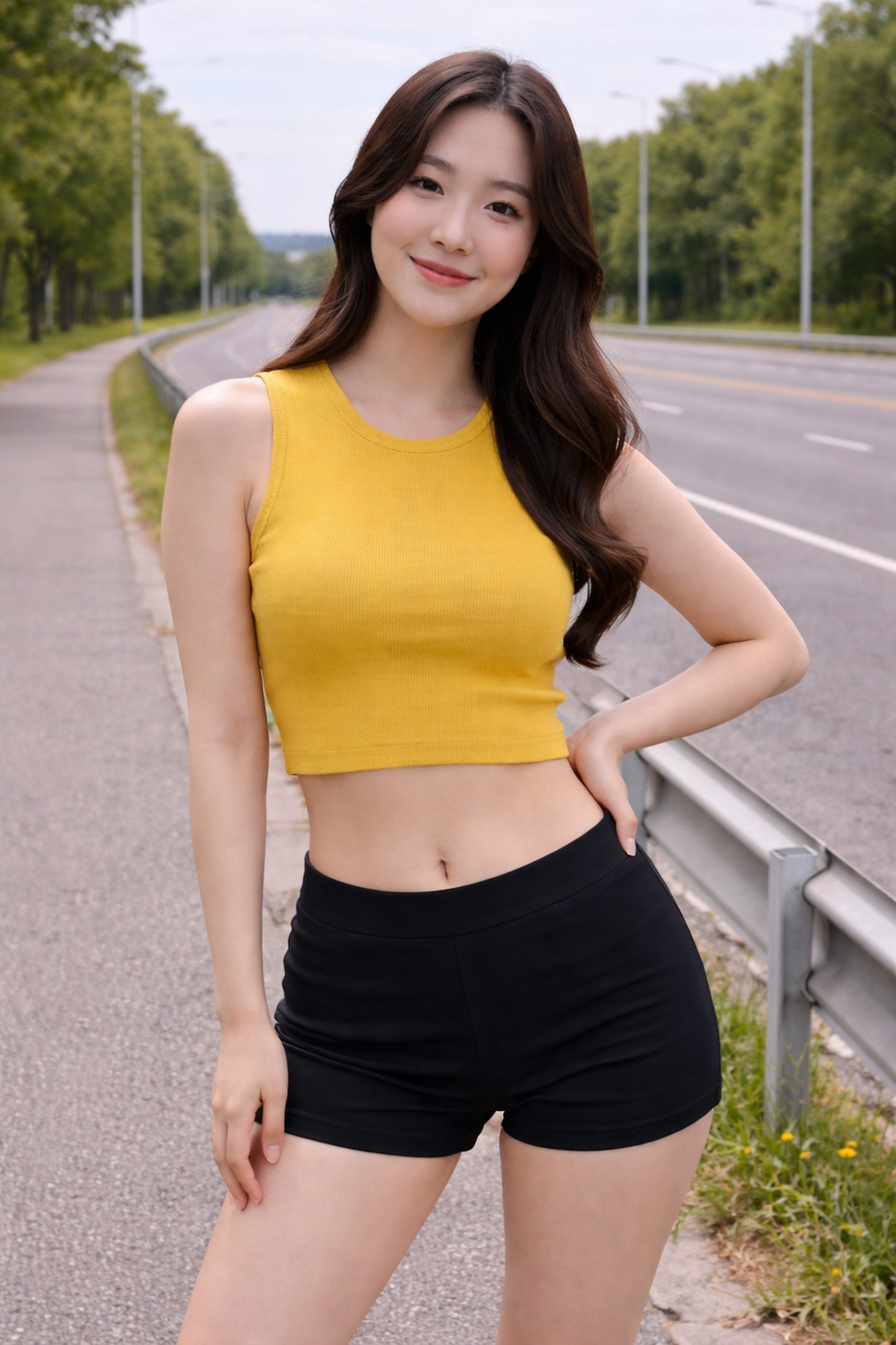 Sun-Kissed Yellow Sleeveless Ribbed Crop Tank Top