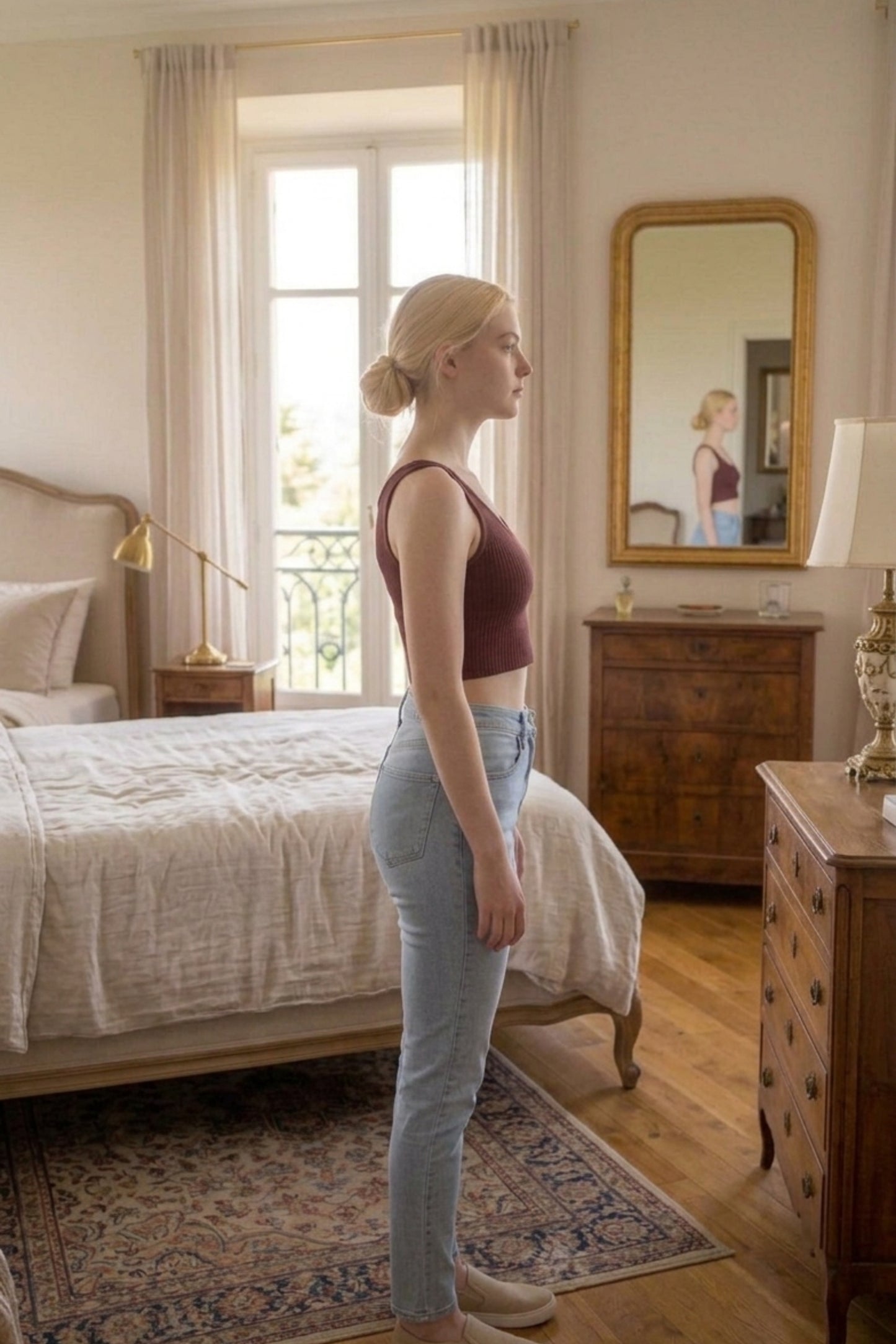 Maroon V-Neck Ribbed Crop Top