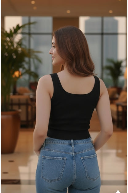 Classic Ribbed Sleeveless Crop Tank Top