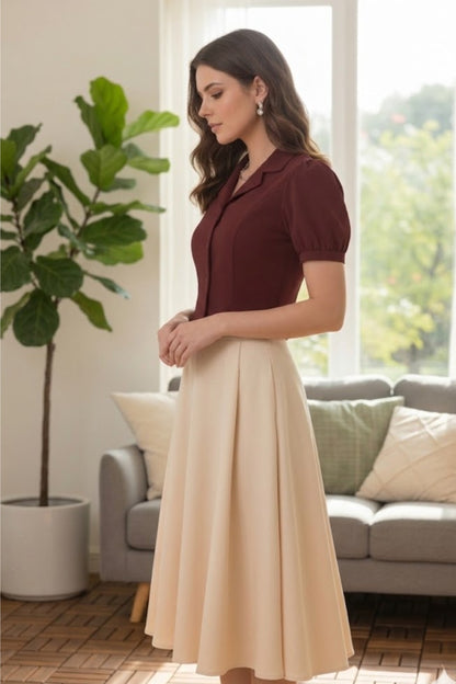 Puff-Sleeve Button-Down Crop Top | Chic Western Wear (6 Colors)