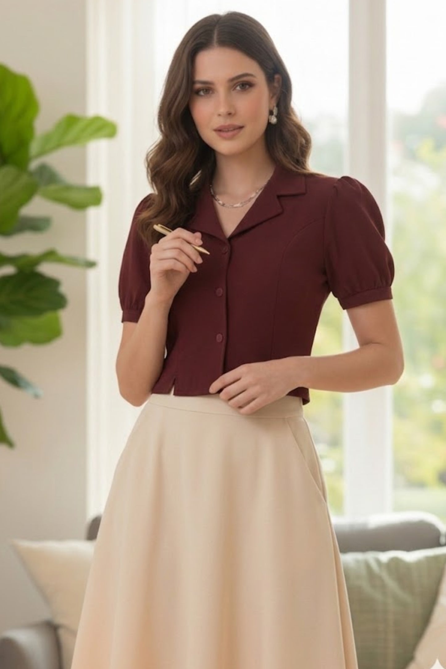 Puff-Sleeve Button-Down Crop Top | Chic Western Wear (6 Colors)