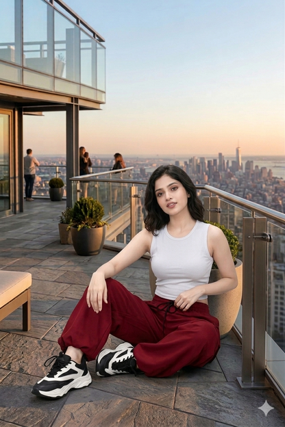 Streetstyle Maroon Wide-Leg NS Cargo Pants
